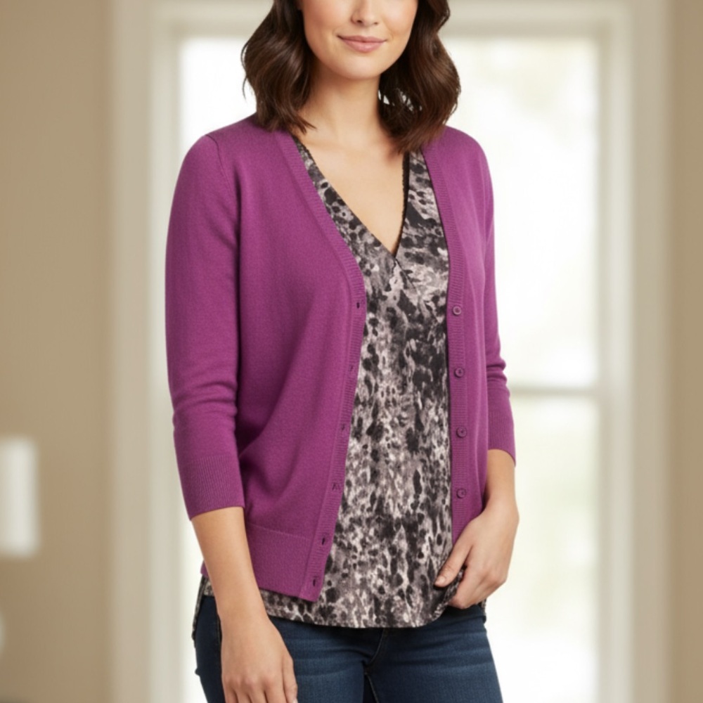 Banana Republic Purple Top and Cardigan Set